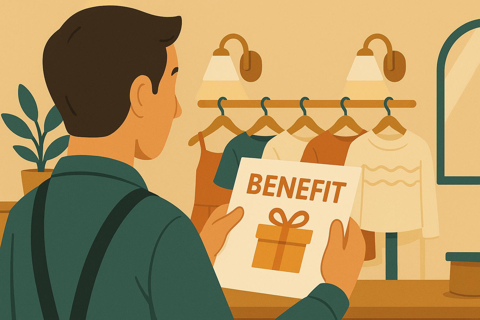 혜택 내용을 읽는 남성