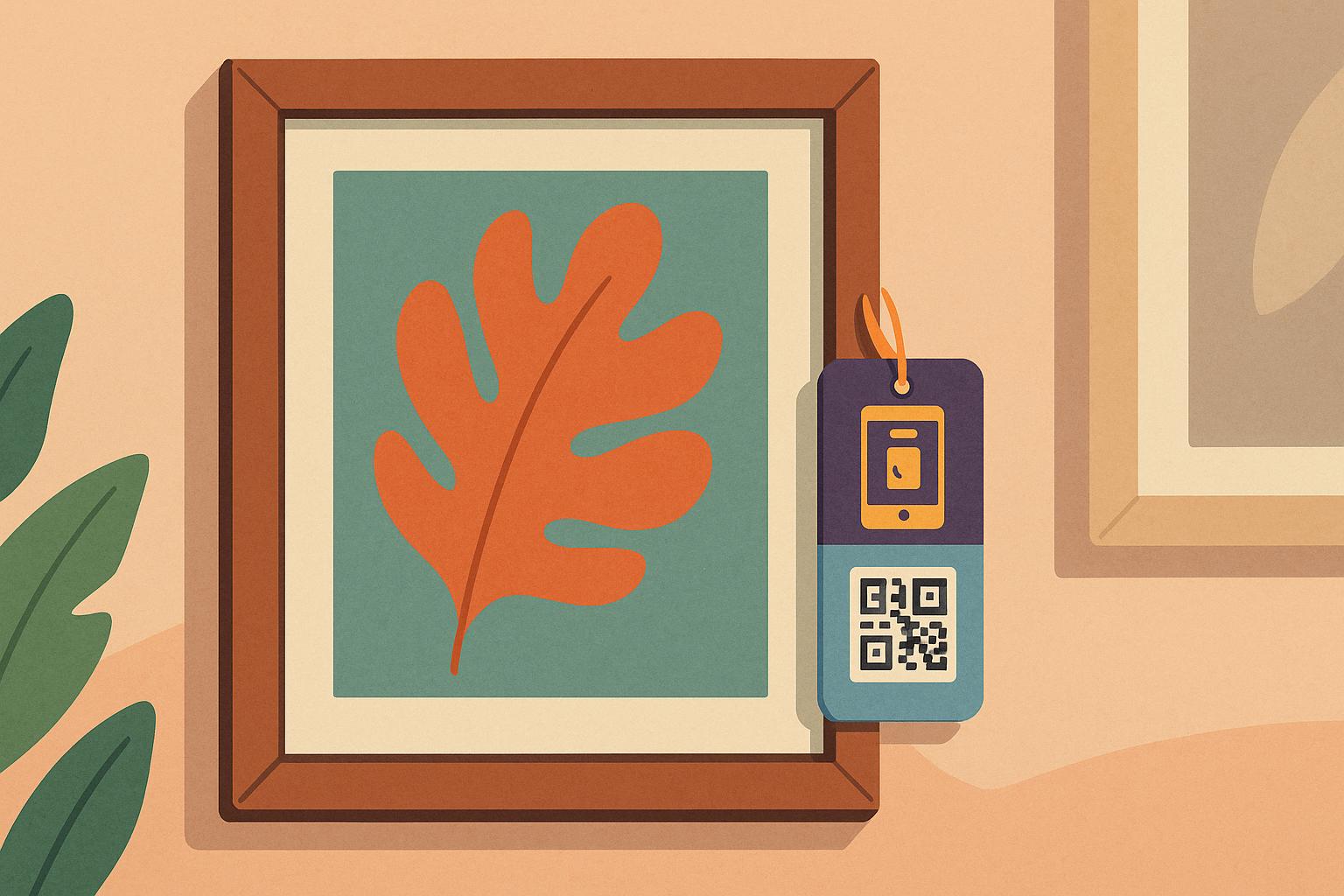 QR 코드가 부착된 아트워크 클로즈업